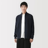 紳士　洗える畦編みフルジップカーディガン