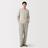 紳士　洗えるワッフル編みクルーネックセーター