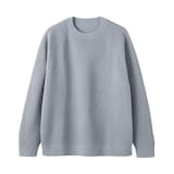 紳士　洗えるワッフル編みクルーネックセーター