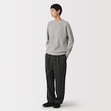 紳士　洗えるワッフル編みクルーネックセーター