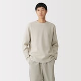 紳士　洗えるワッフル編みクルーネックセーター