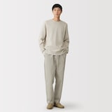 紳士　洗えるワッフル編みクルーネックセーター