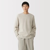 紳士　洗えるワッフル編みクルーネックセーター