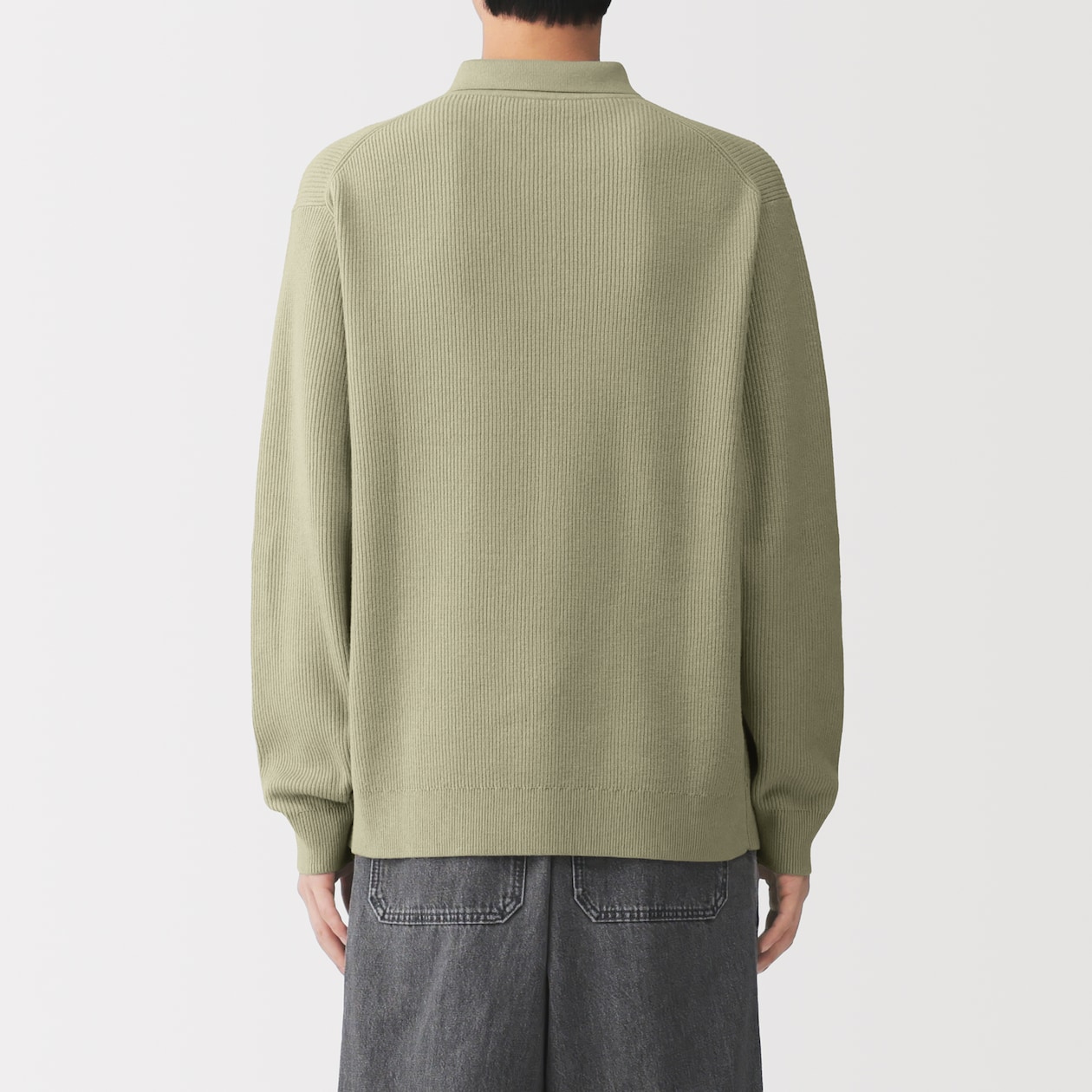 紳士　洗える畦編みポロセーター