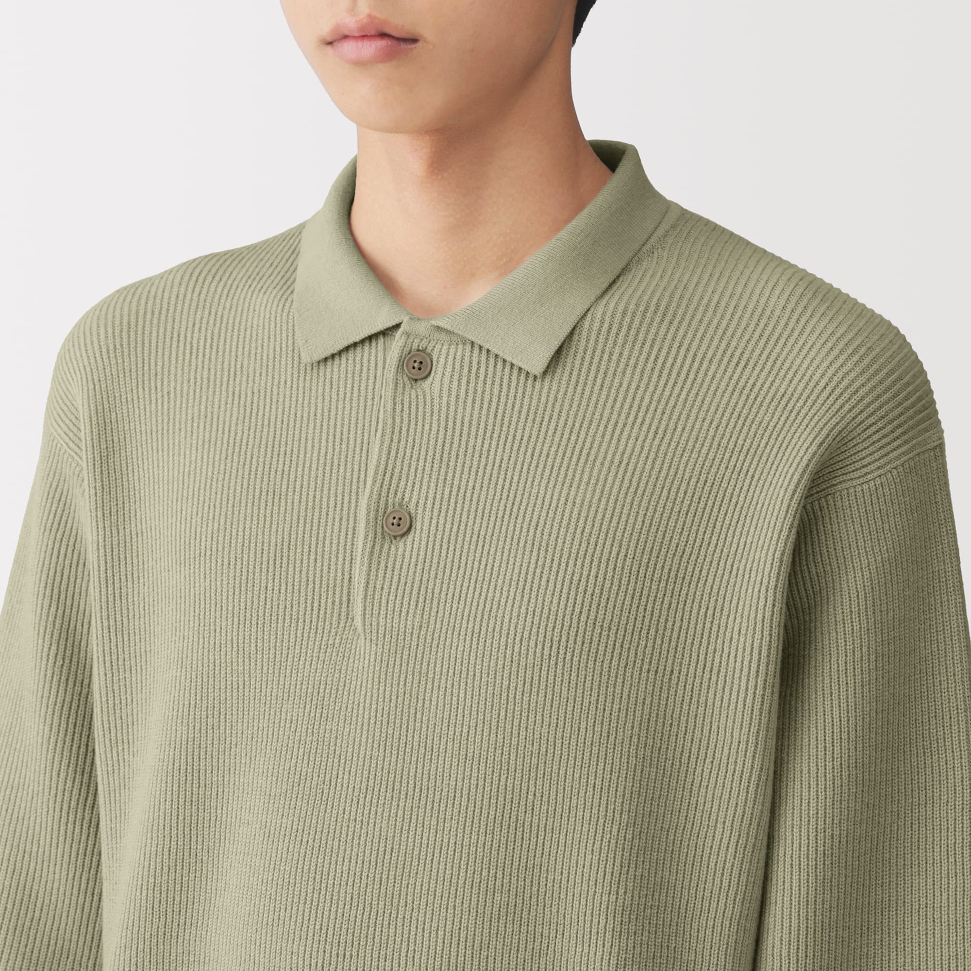 紳士　洗える畦編みポロセーター