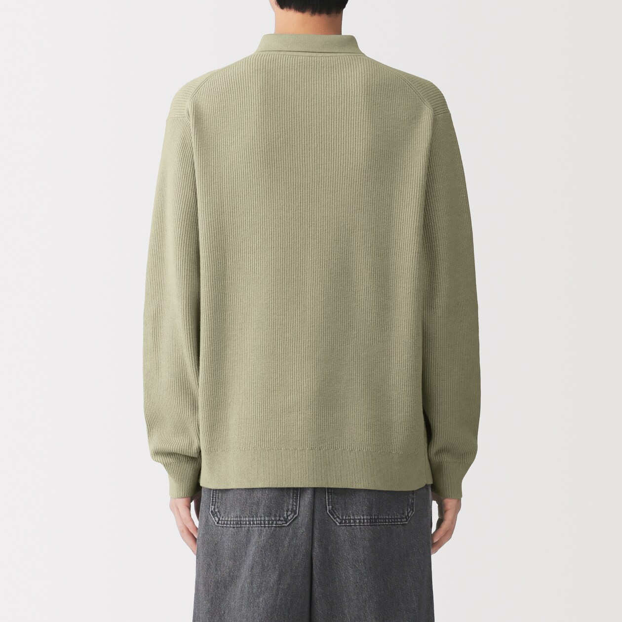 紳士　洗える畦編みポロセーター