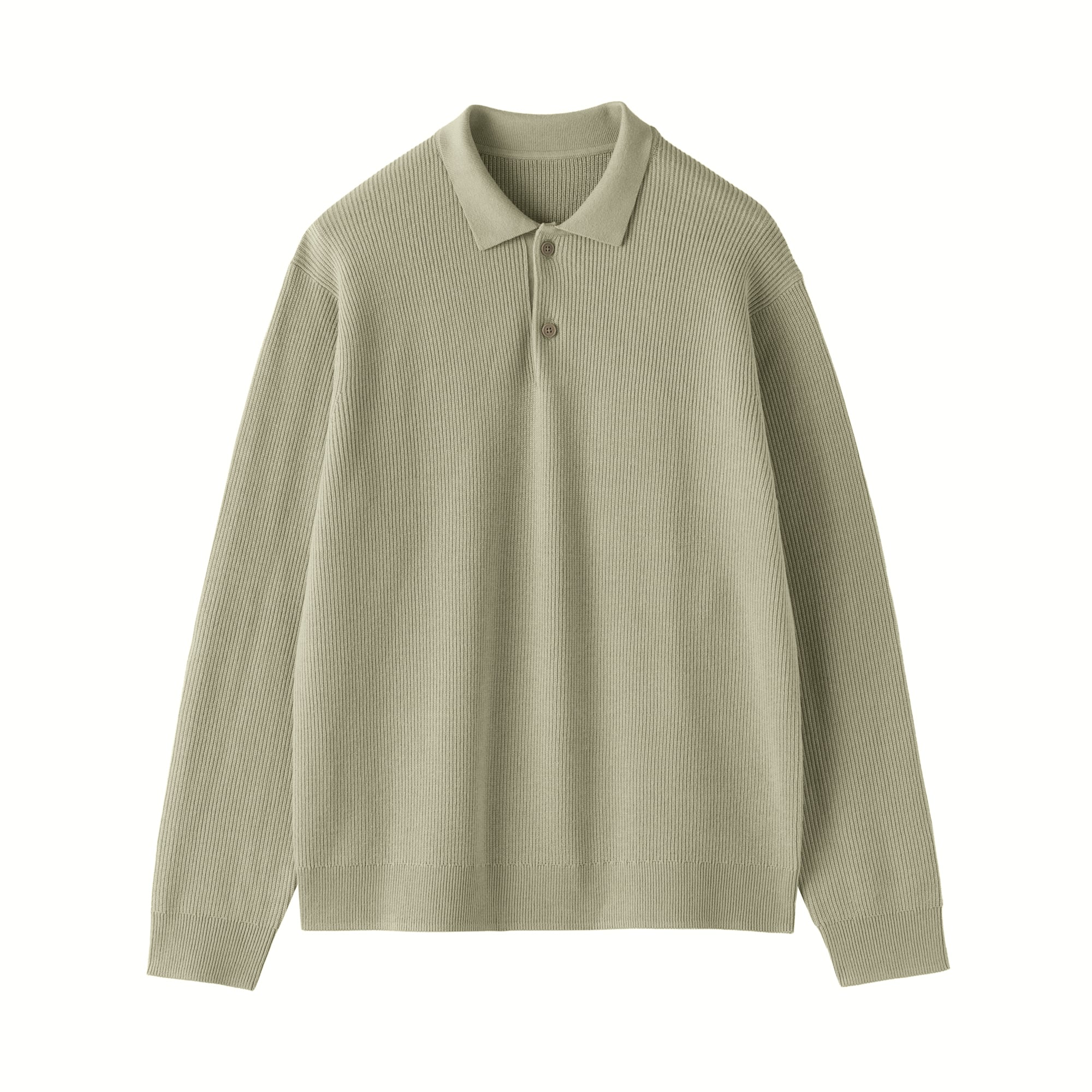 紳士　洗える畦編みポロセーター
