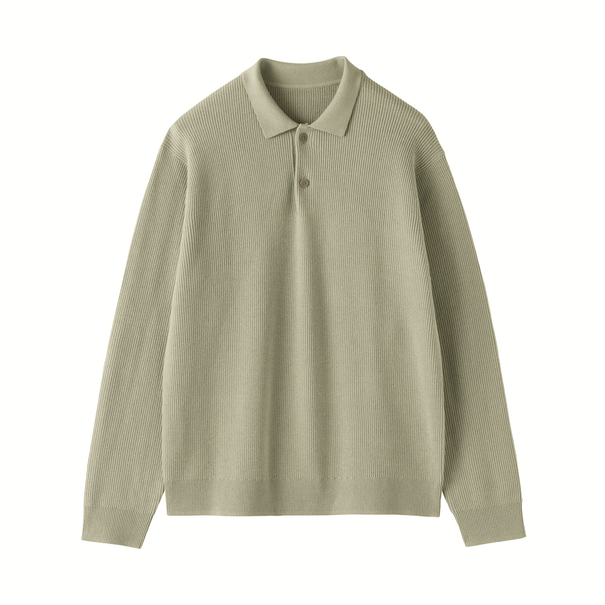 紳士　洗える畦編みポロセーター