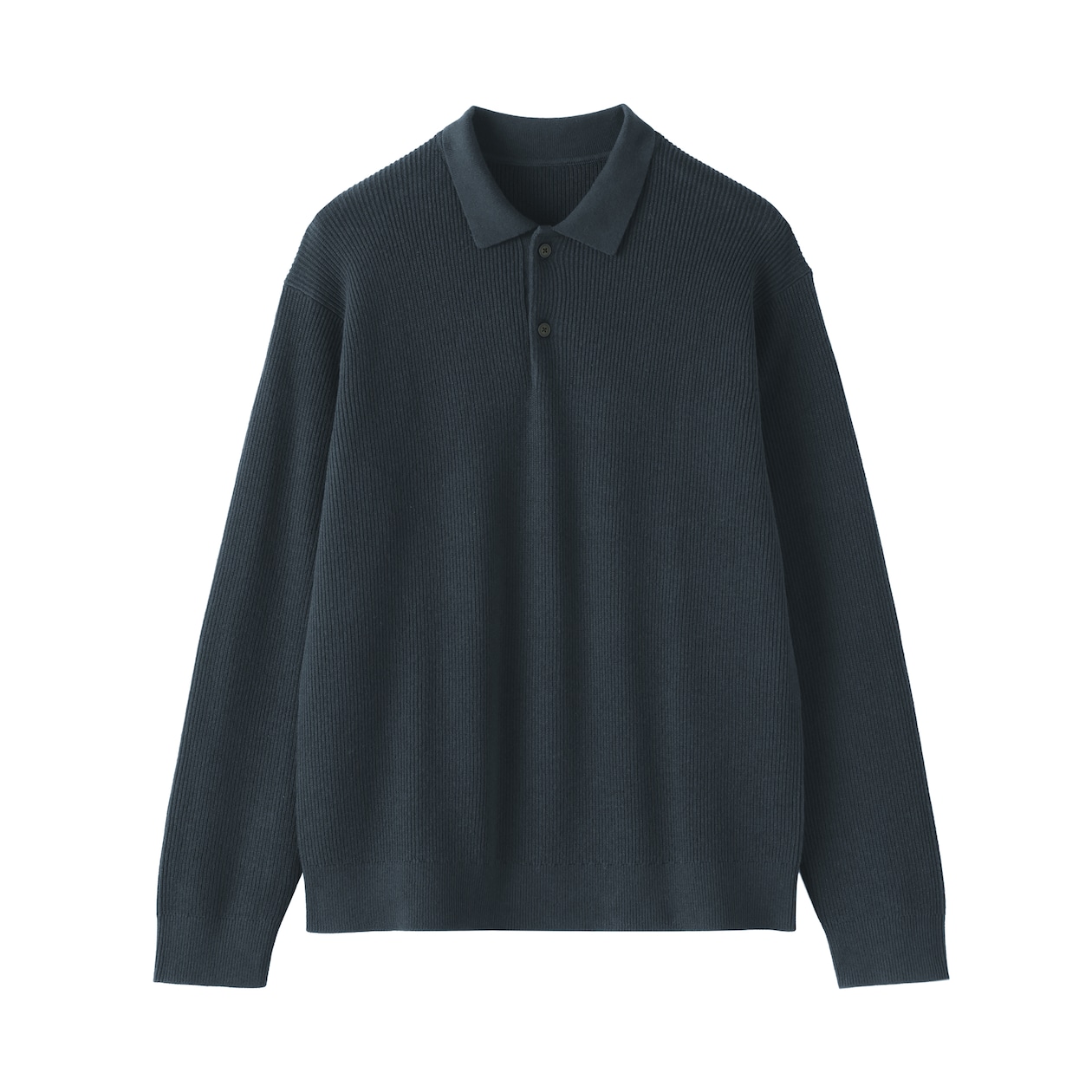 紳士　洗える畦編みポロセーター
