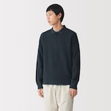 紳士　洗える畦編みポロセーター