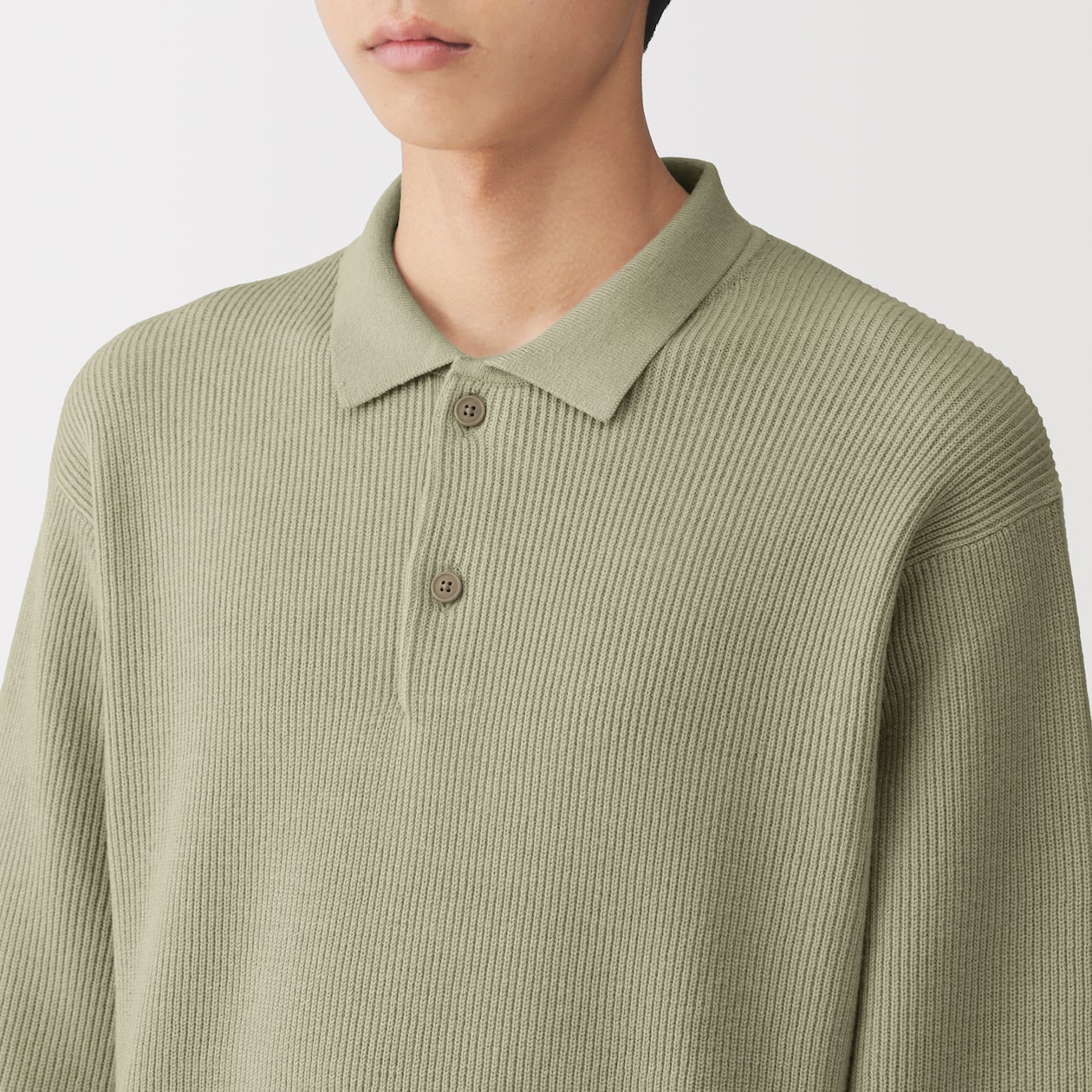 紳士　洗える畦編みポロセーター