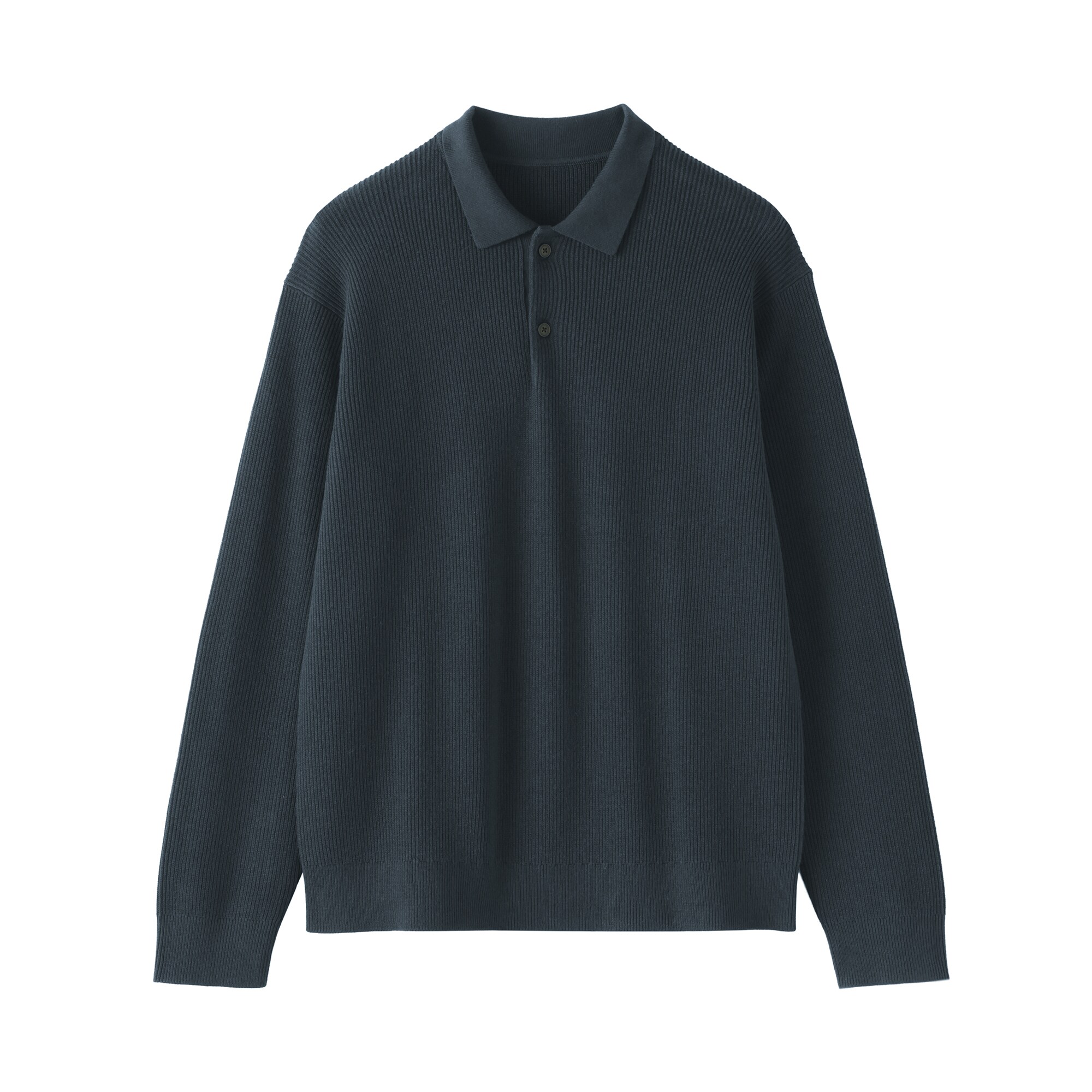 紳士　洗える畦編みポロセーター