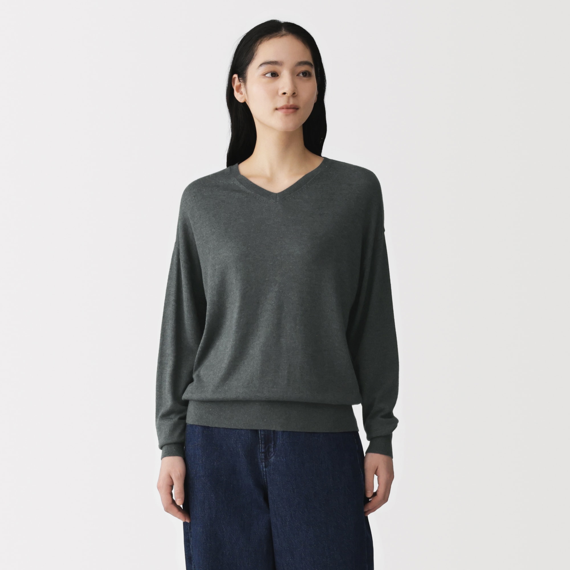 婦人　大豆繊維を使ったⅤネックセーター