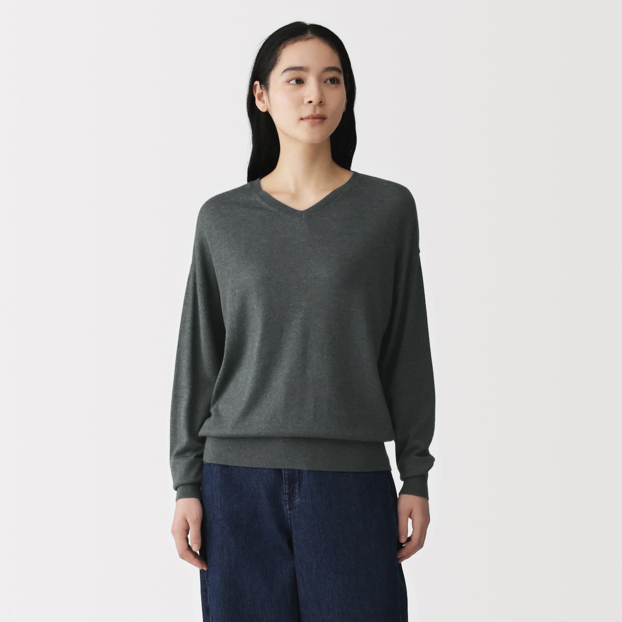 婦人　大豆繊維を使ったⅤネックセーター