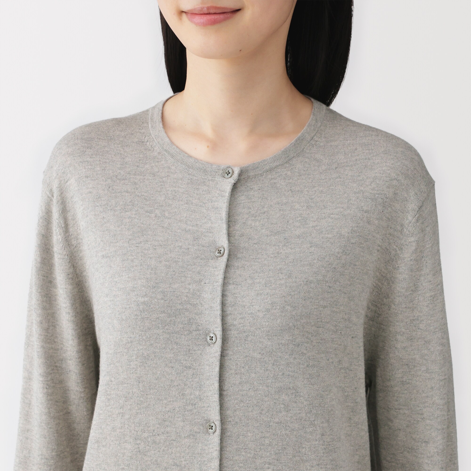 婦人　大豆繊維を使ったクルーネックカーディガン