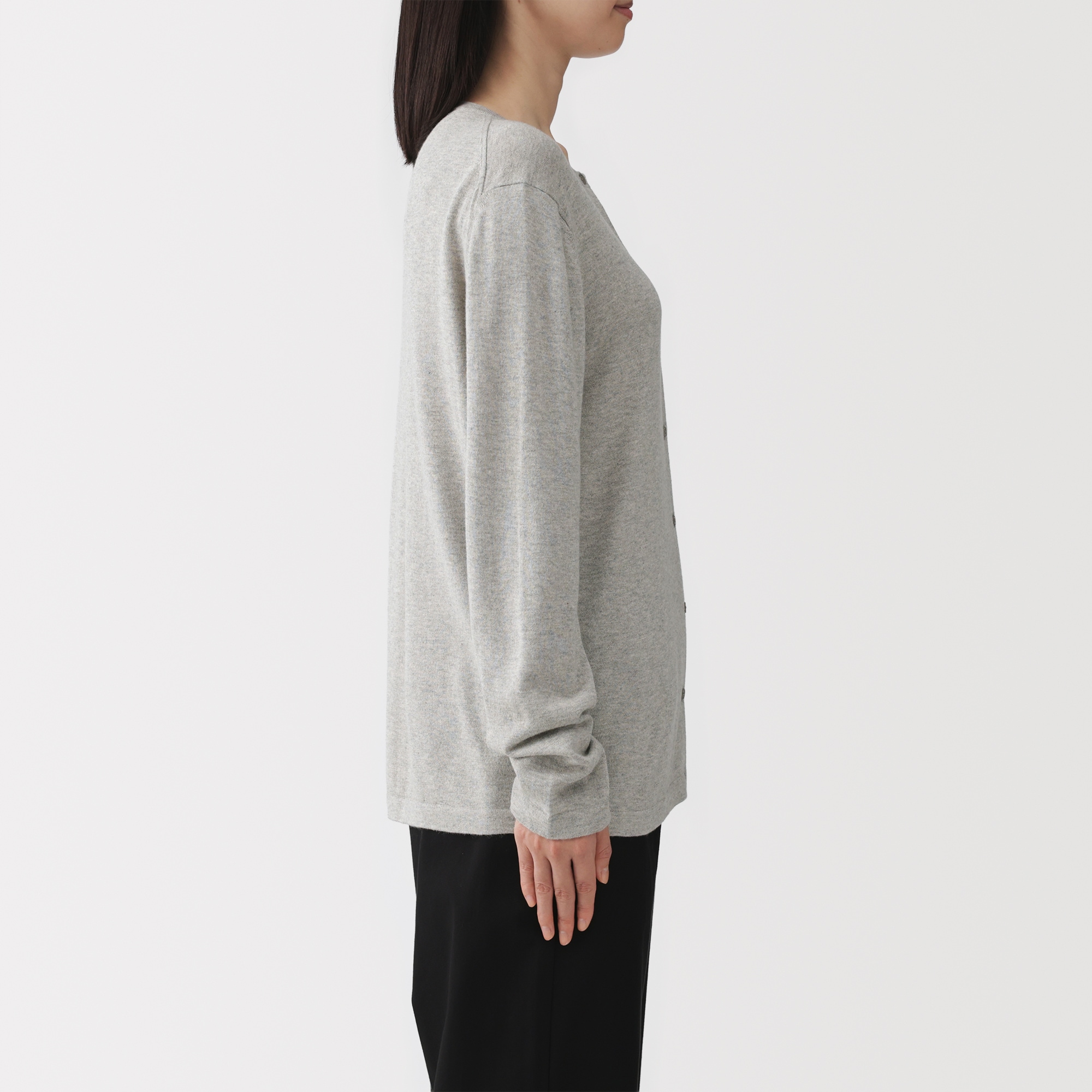 婦人　大豆繊維を使ったクルーネックカーディガン