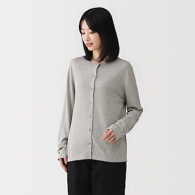 婦人　大豆繊維を使ったクルーネックカーディガン