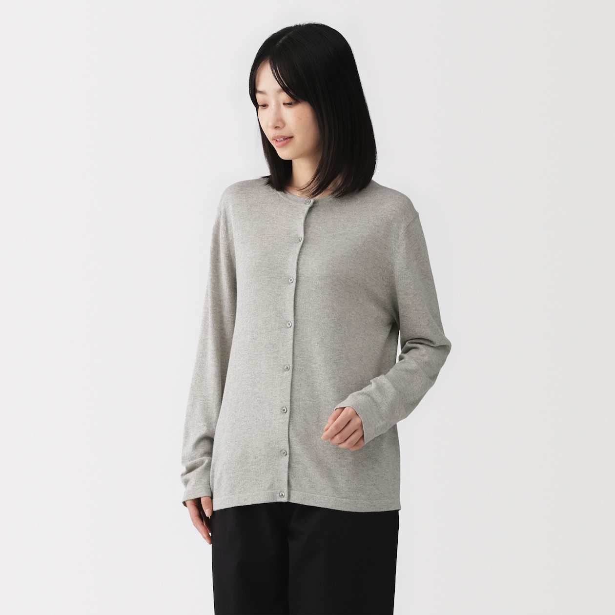 婦人　大豆繊維を使ったクルーネックカーディガン