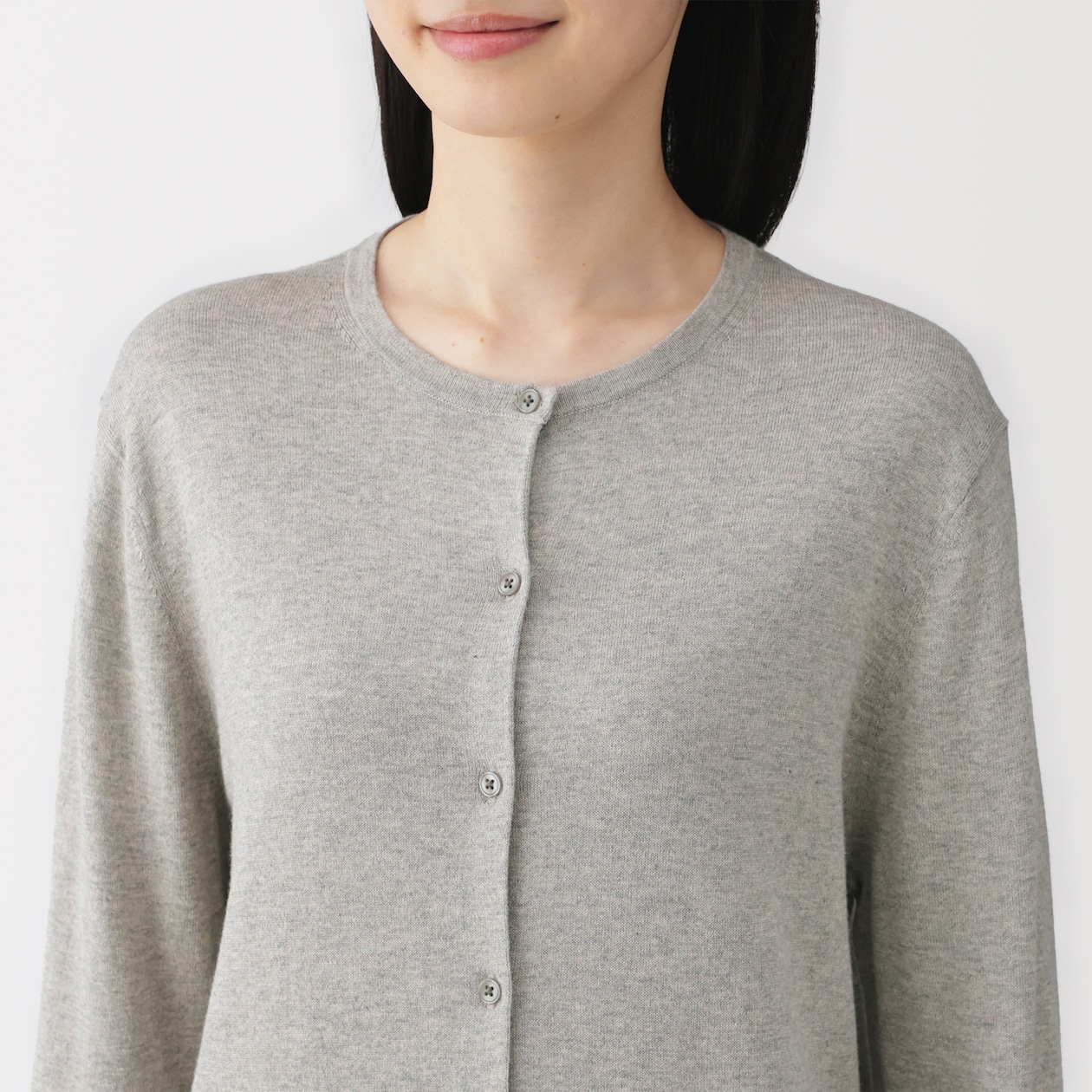 婦人　大豆繊維を使ったクルーネックカーディガン