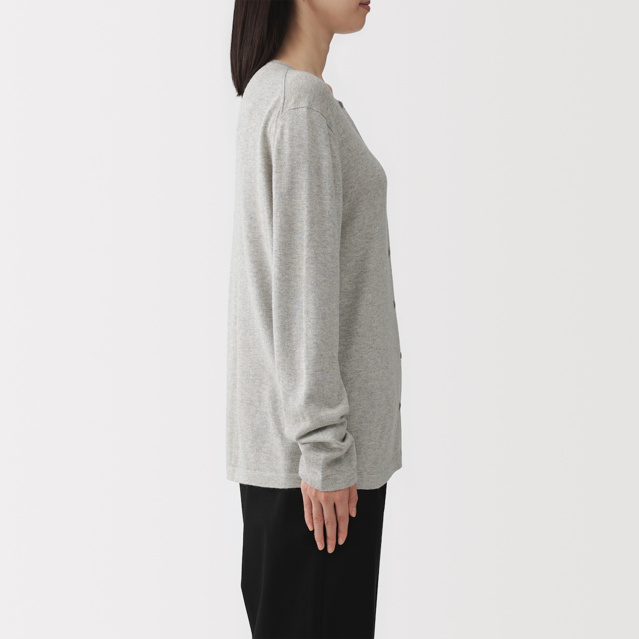 婦人　大豆繊維を使ったクルーネックカーディガン