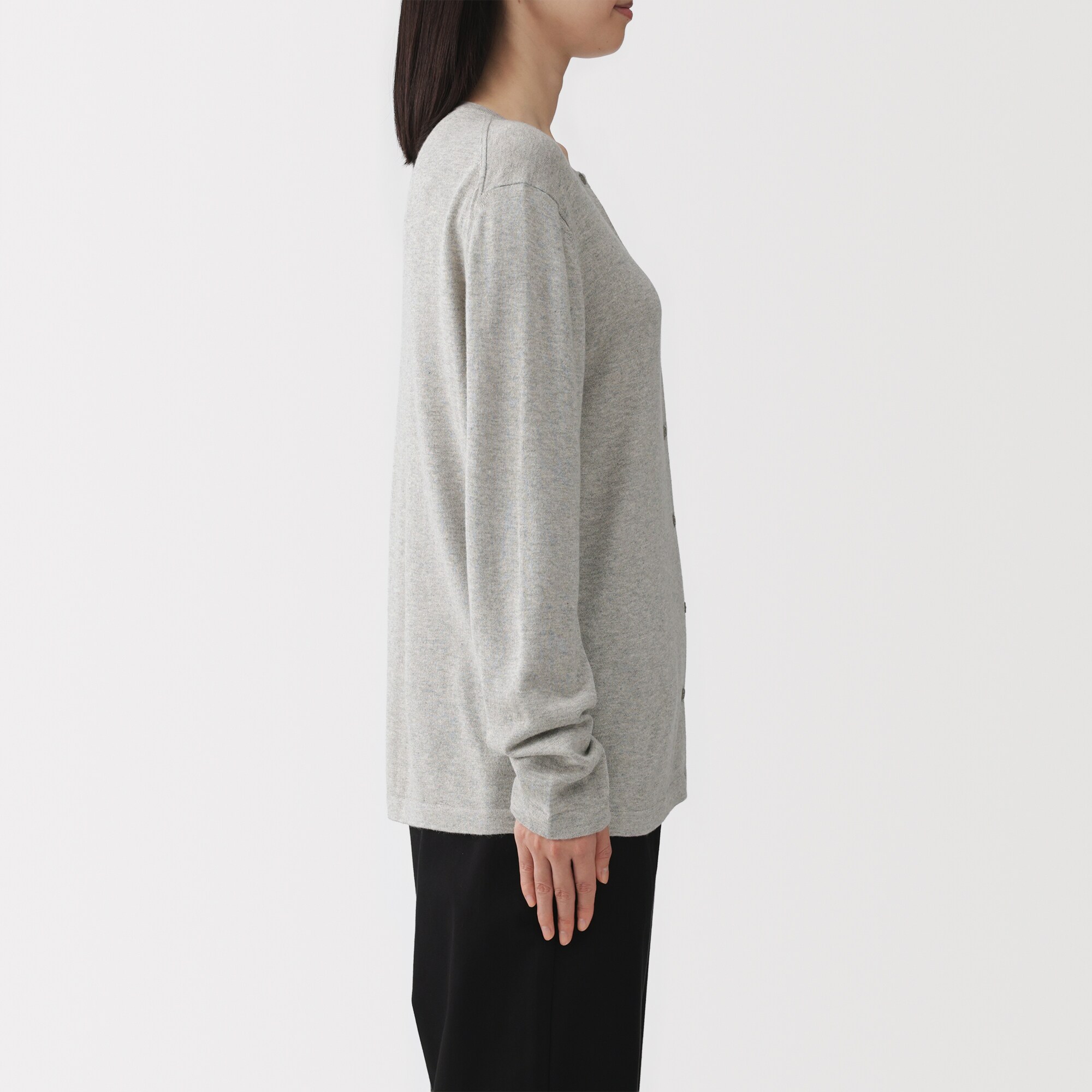 婦人　大豆繊維を使ったクルーネックカーディガン