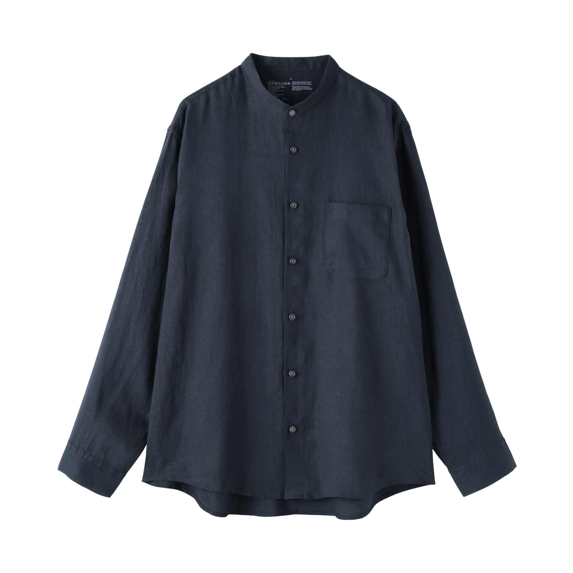紳士 リネン洗いざらしスタンドカラー長袖シャツ | 無印良品