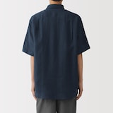 紳士　リネン洗いざらし半袖シャツ