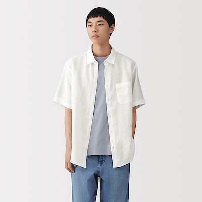 【４月上旬発売予定】紳士　リネン洗いざらし半袖シャツ