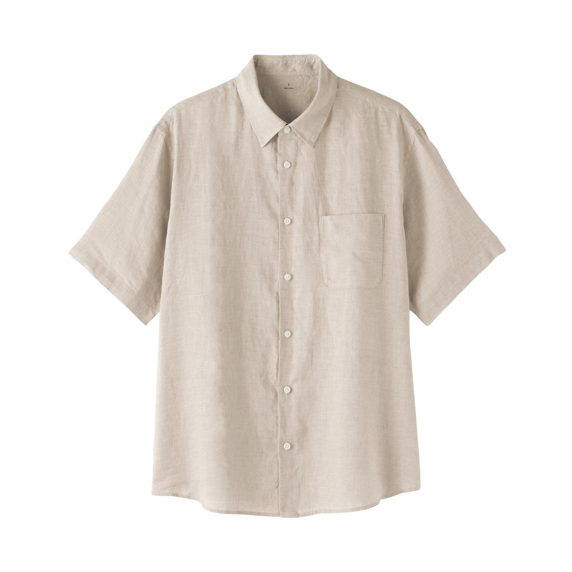 紳士　リネン洗いざらし半袖シャツ