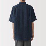 紳士　リネン洗いざらし半袖シャツ