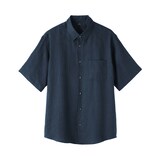 紳士　リネン洗いざらし半袖シャツ