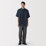 紳士　リネン洗いざらし半袖シャツ