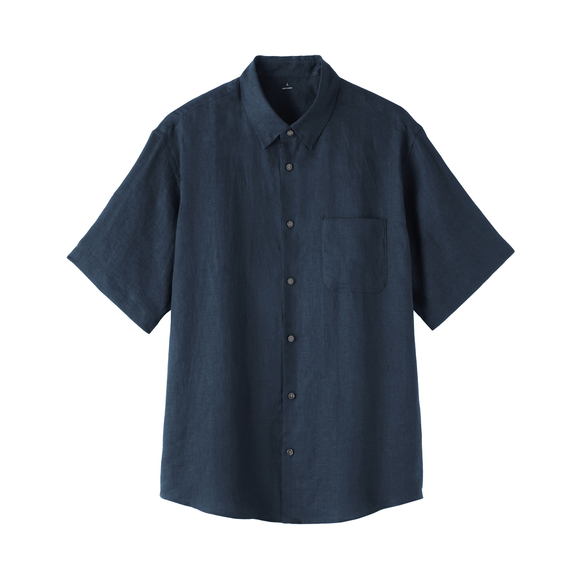 紳士　リネン洗いざらし半袖シャツ