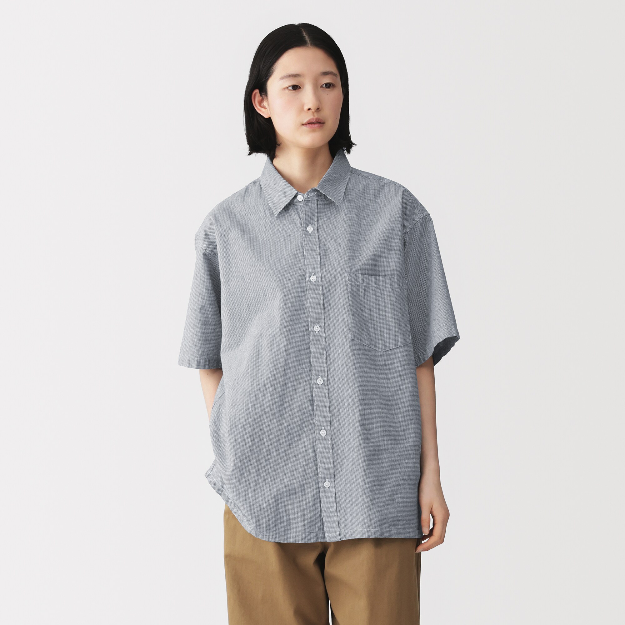 紳士　マドラスチェック半袖シャツ