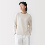 婦人　コットン混ブークレクルーネックセーター