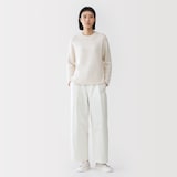 婦人　コットン混ブークレクルーネックセーター