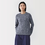 婦人　コットン混ブークレクルーネックセーター