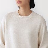 婦人　コットン混ブークレクルーネックセーター