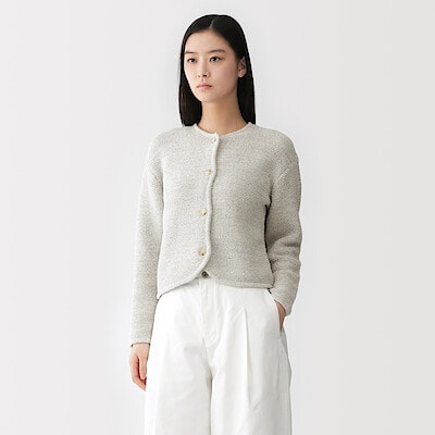 婦人　コットン混ブークレニットジャケット