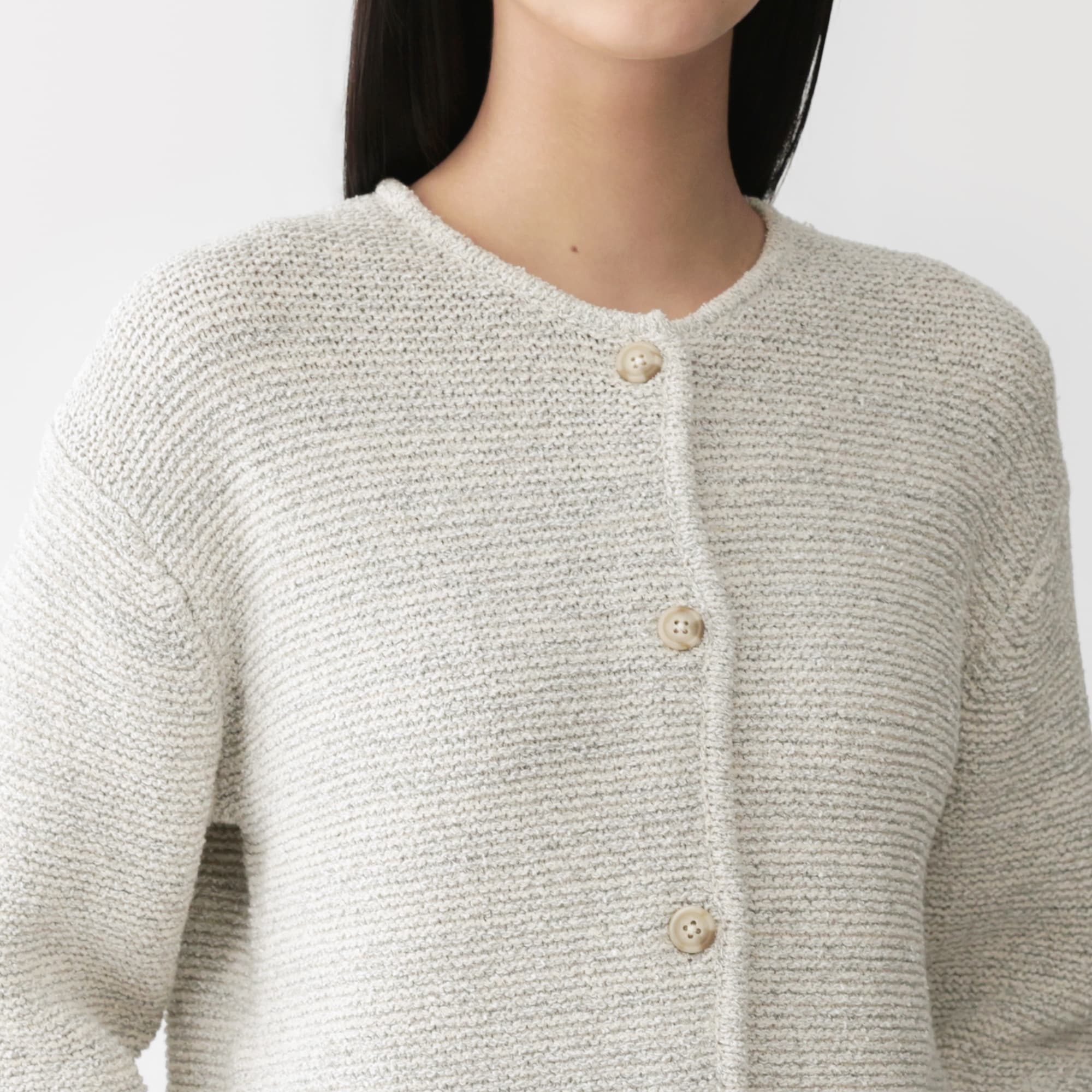 婦人　コットン混ブークレニットジャケット