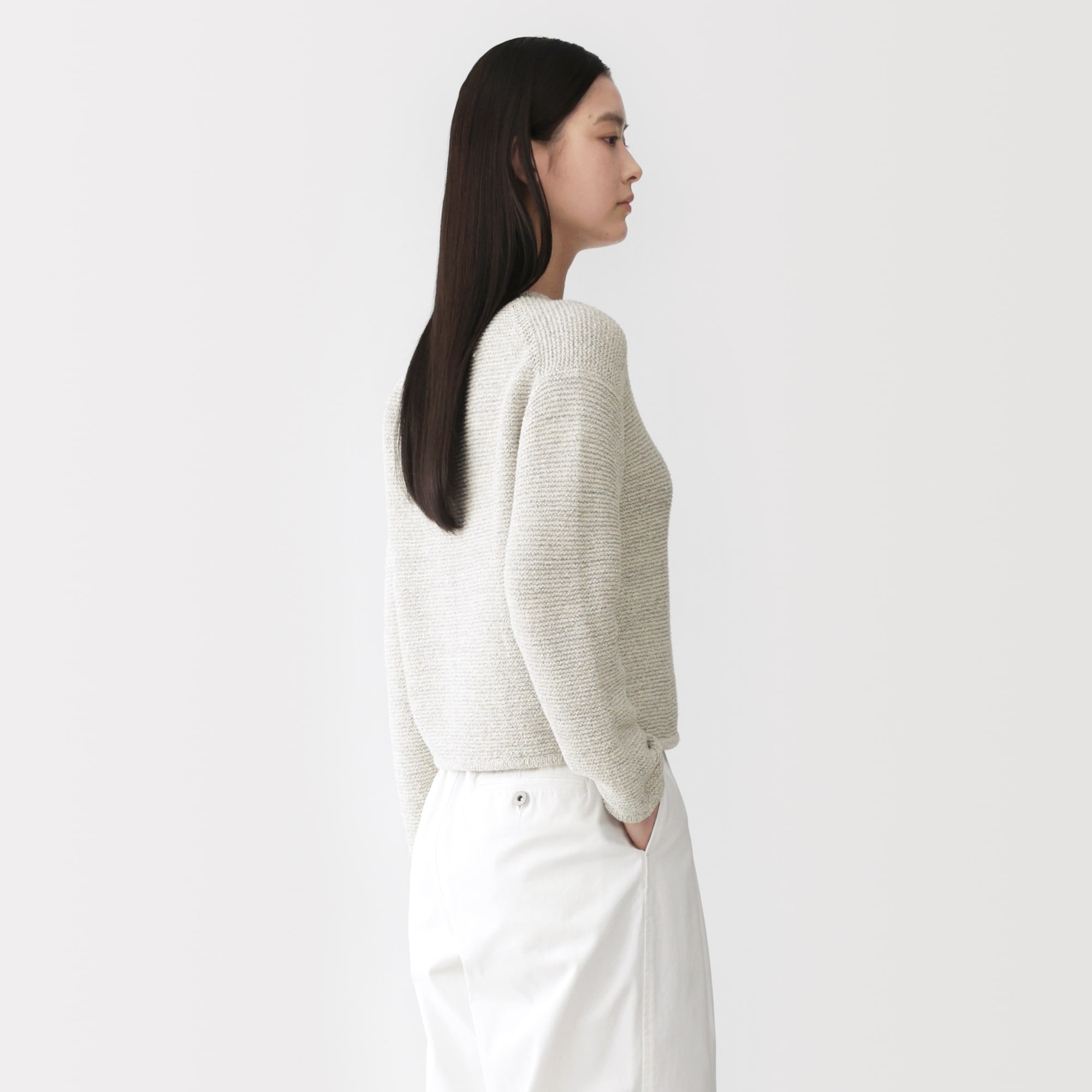 婦人　コットン混ブークレニットジャケット