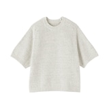 婦人　コットン混ブークレ五分袖セーター