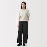 婦人　コットン混ブークレ五分袖セーター