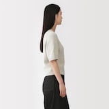 婦人　コットン混ブークレ五分袖セーター