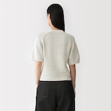 婦人　コットン混ブークレ五分袖セーター