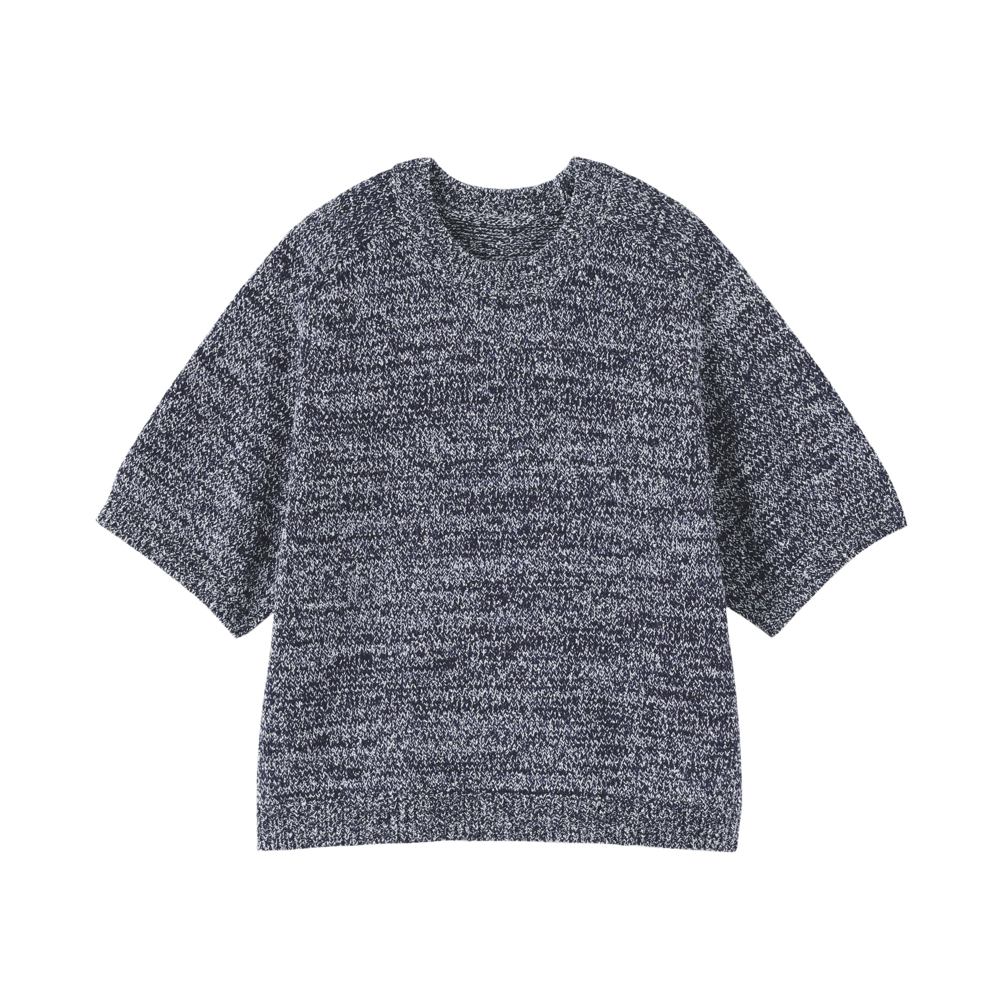 婦人　コットン混ブークレ五分袖セーター