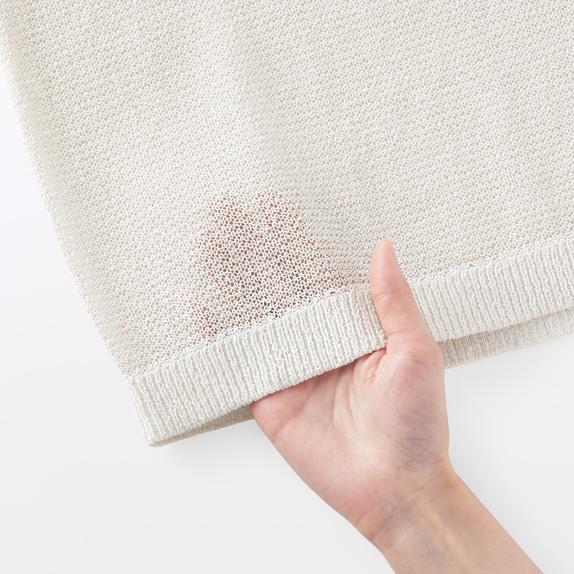 婦人　和紙混長袖クルーネックセーター