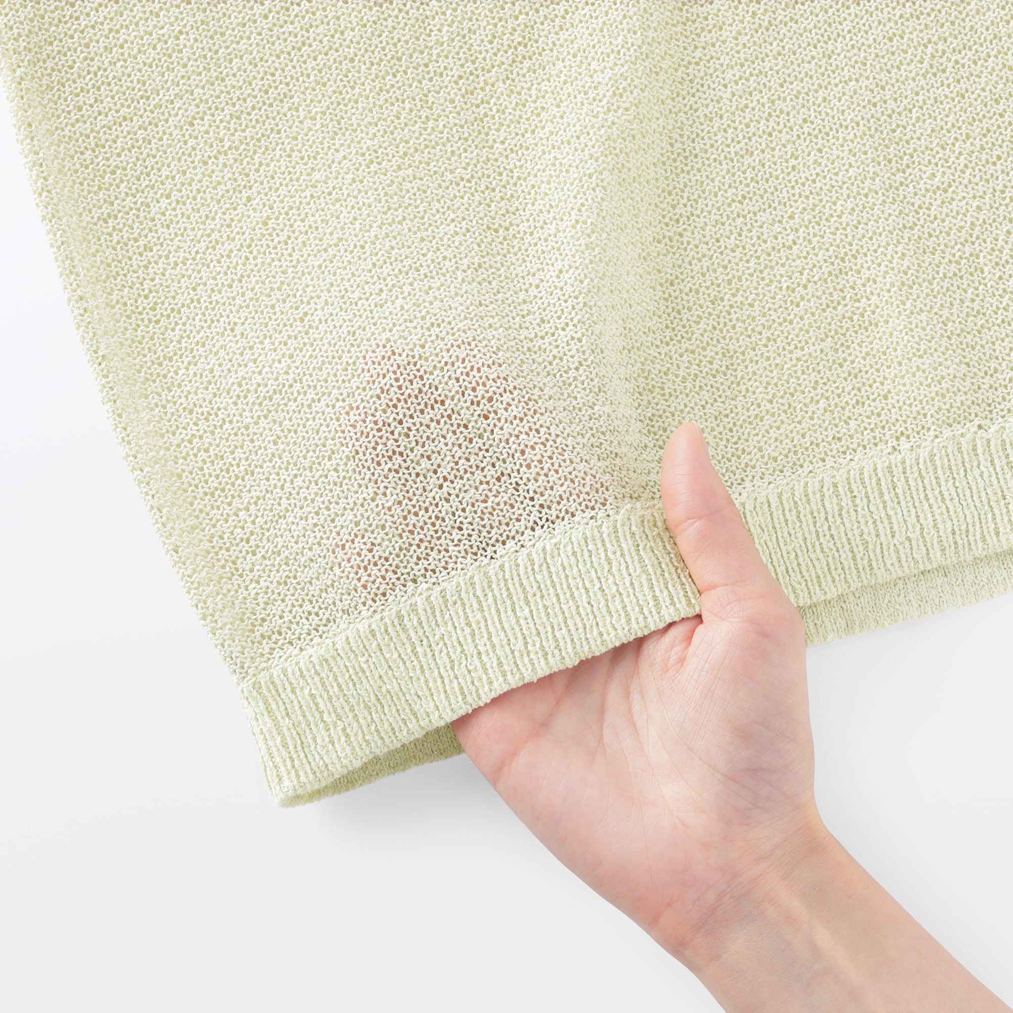 婦人　和紙混長袖クルーネックセーター