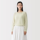 婦人　和紙混長袖クルーネックセーター