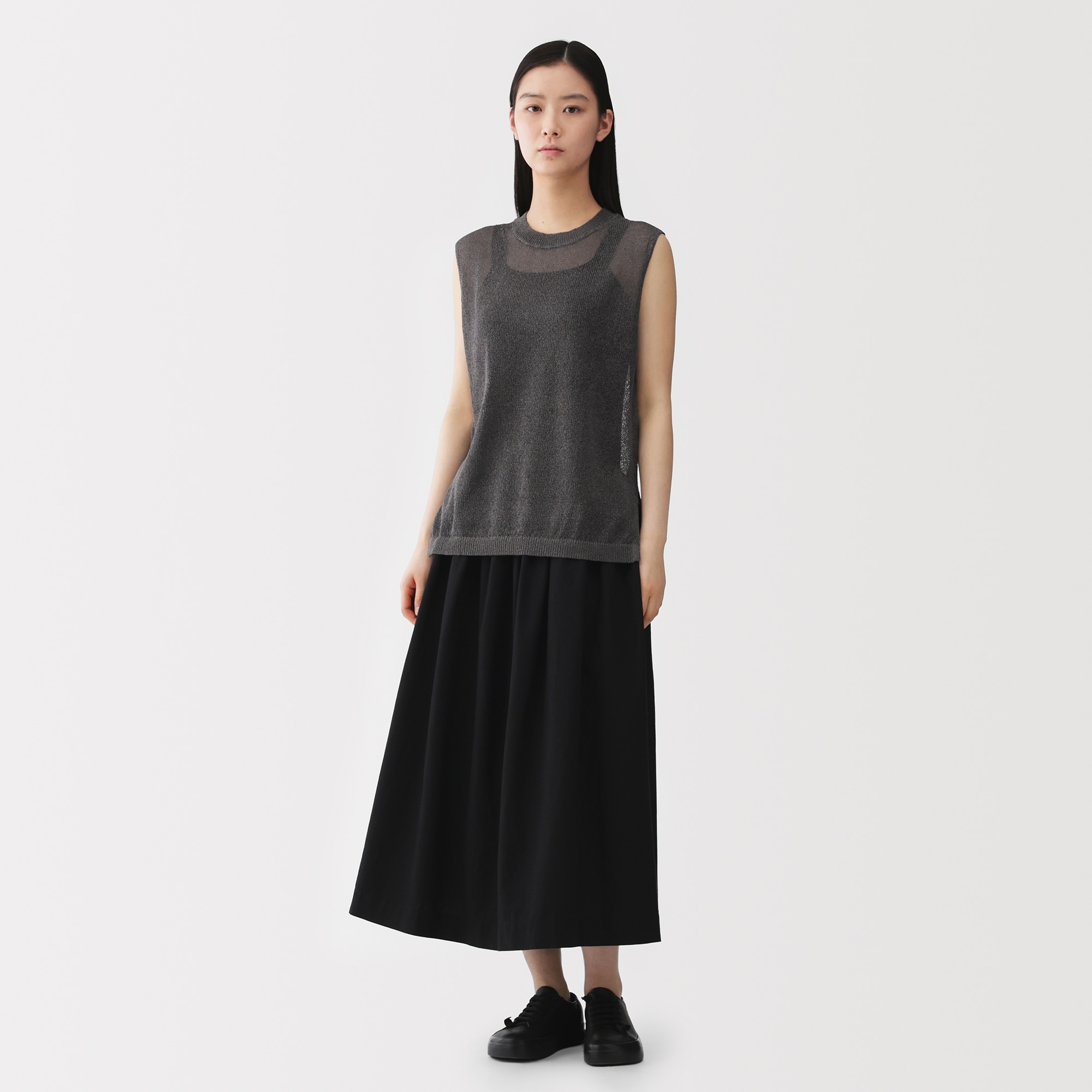 婦人　和紙混スリーブレスセーター